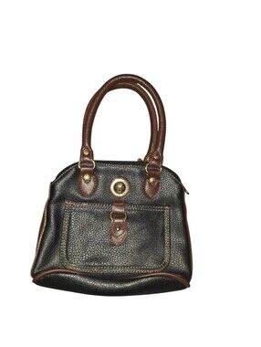 9/1/10. Chenson Black Pebbled Satchel with Brown Trim - Women's Satchel Handbag